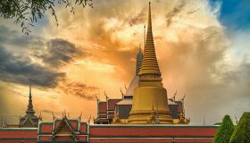 Golden Temple under Sunset in Thailand